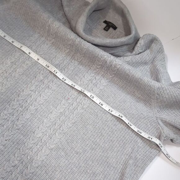 Talbots Sweater Womens 3X Gray Turtleneck Cable Knit - Picture 6 of 7